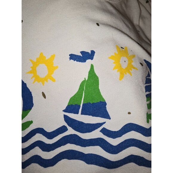 Vintage 90s C.S.T. Sport White Graphic Tee/Coverup With Sailboat & Sun Print - Picture 5 of 5